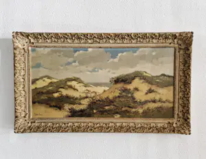 AcheterPeter Cox - magnifiek en groot olieverf op doek "zonnig kust duin landschap" in fraaie lijst? Enchérissez de 70!