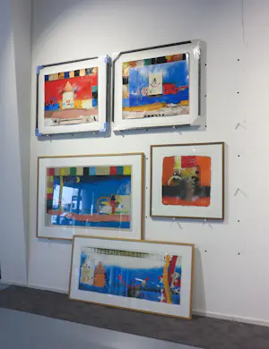 Theo Koster - VIJF zeefdrukken / collages inclusief lijsten kopen? Bied vanaf 100!