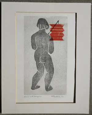 Heinz Falke - Houtsnede "Vrouw met Lampion" kopen? Bied vanaf 10!