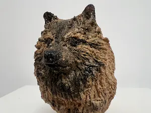 Tine Goudriaan-van Waning - Keramiek sculptuur | 'Keeshond' kopen? Bied vanaf 1!