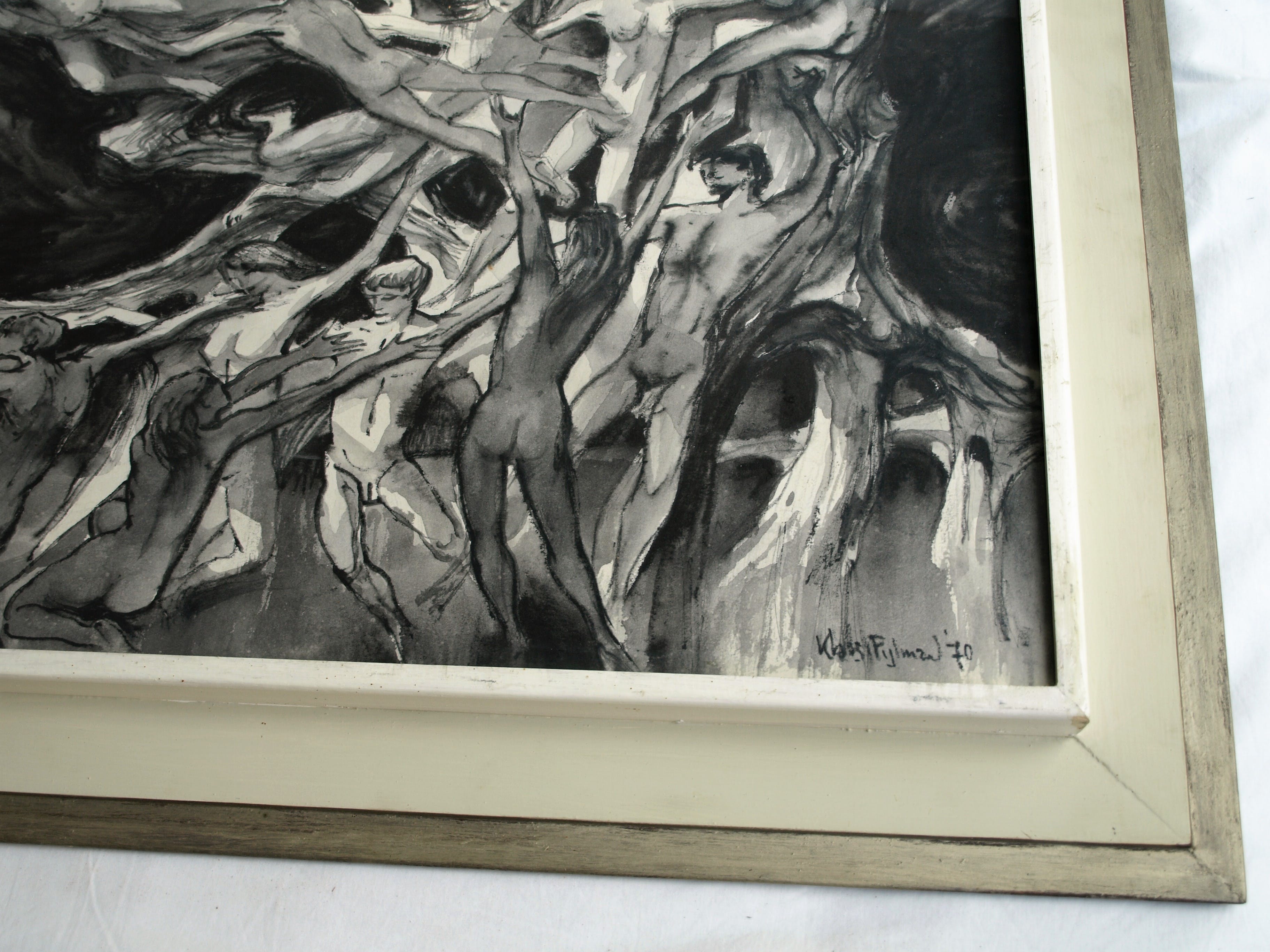 Klaas Pijlman - Pastel en inkt , Naakten – GROOT - ingelijst – 1970 kopen? Bied vanaf 1!