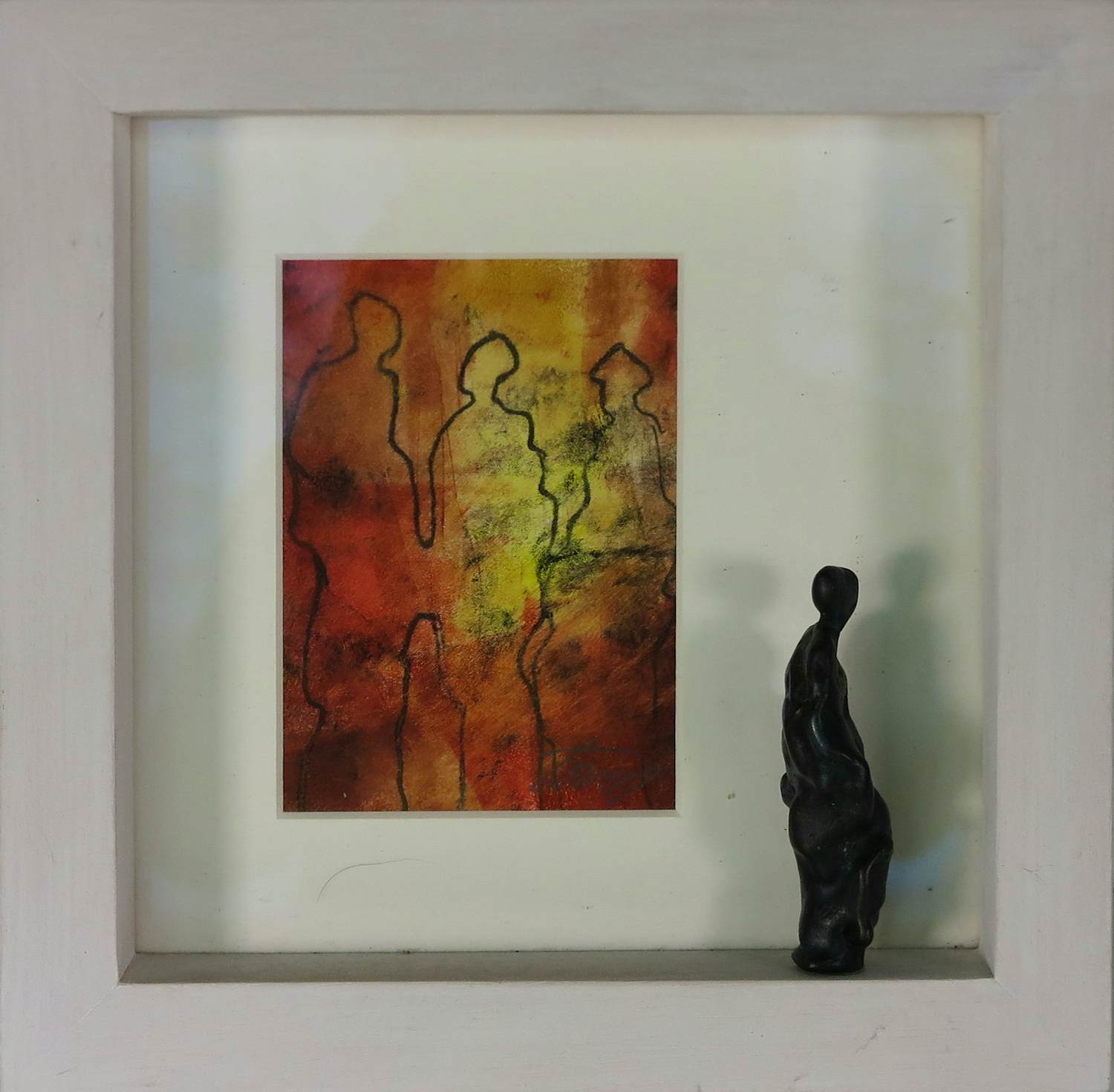 Ton Verstraten - Wandobject met monotype en bronzen beeld kopen? Bied vanaf 100!