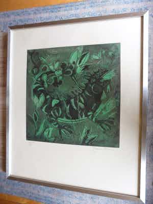 Jeanne Bieruma Oosting - Ets. Titel, "Reptile". verkocht voor € 40!