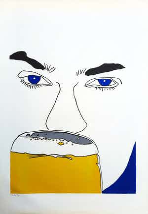 Jacob Zekveld - grote kleuren steendruk - Bierdrinker 6/190 - 21918 verkocht voor € 85!