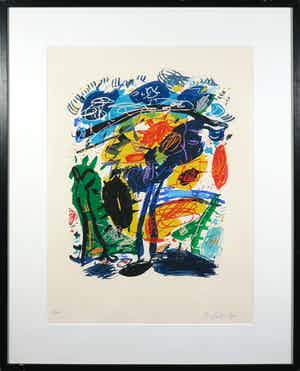 Kees Salentijn - Zeefdruk, Hommage aan Van Gogh - Ingelijst verkocht voor € 60!