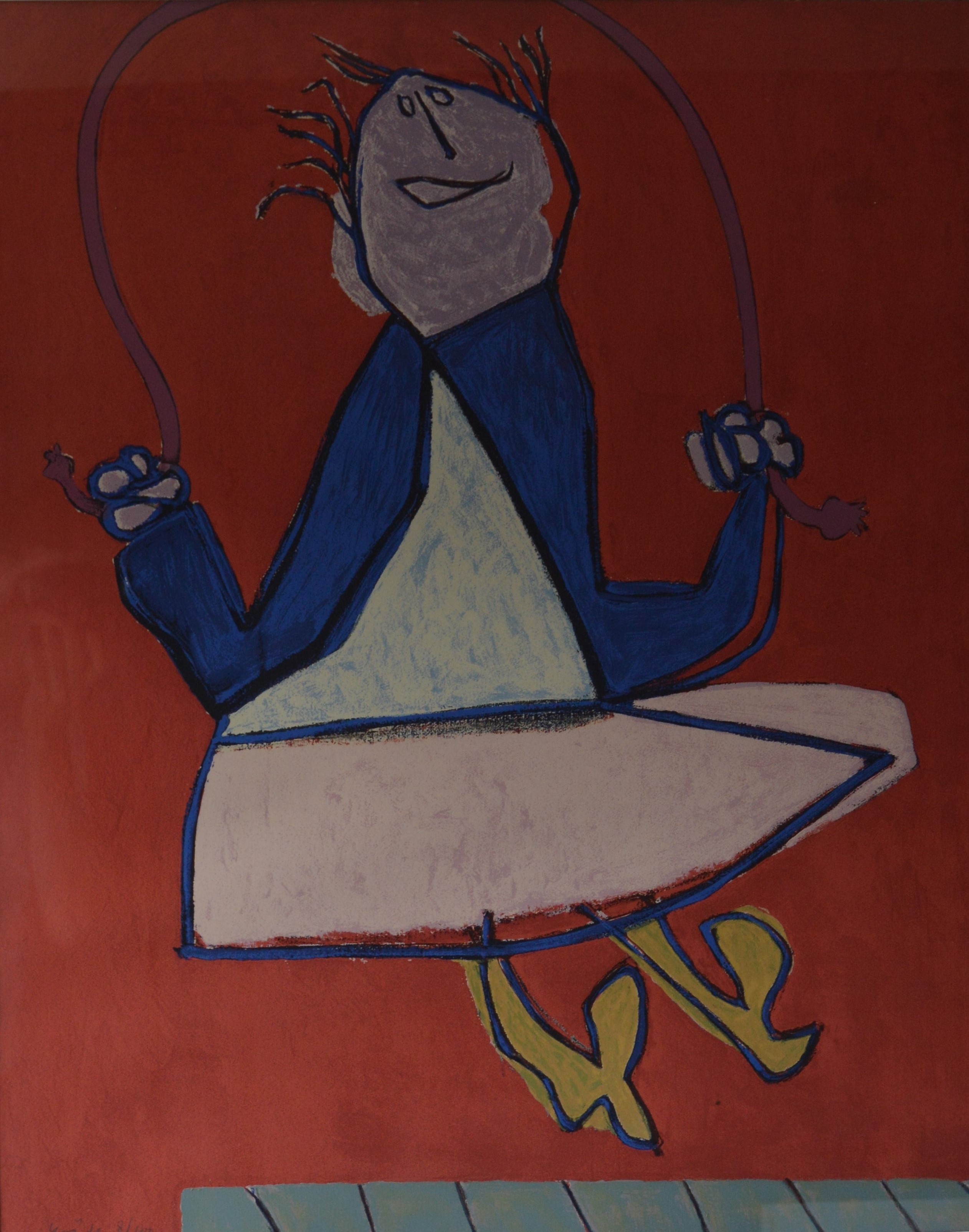 Jan Roede - Zeefdruk - Touwtje Springen - ingelijst - opl.100 ex. kopen? Bied vanaf 129!