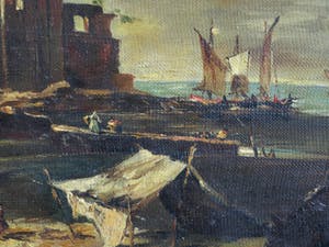 Niet of onleesbaar gesigneerd - Olieverf op doek , “Burcht aan Zee” – ingelijst kopen? Bied vanaf 10!