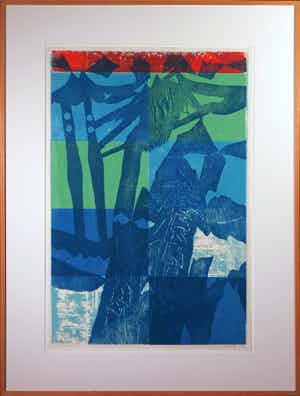 Jef Diederen - Houtsnede, Zonder titel - Ingelijst (groot) verkocht voor € 60!