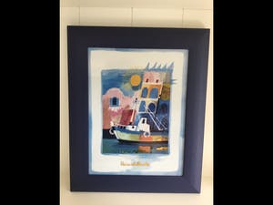 Rosina Wachtmeister - Grote ingelijste tegel “ Ritorno a Porto “. Limited Edition kopen? Bied vanaf 85!