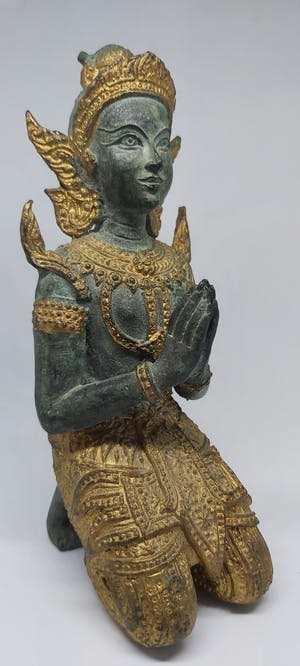 Brons (Onbekend) - Thep Phanom vrouwelijk - Gepatineerd brons, Verguld - rond 1965 kopen? Bied vanaf 85!