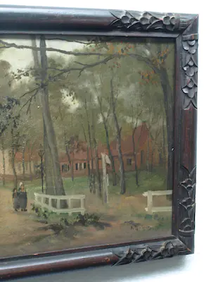 Annie Bruin - Olieverf op doek , Dorpsgezicht Laren? – Lijst, 34 x 44½ cm kopen? Bied vanaf 1!