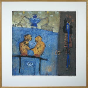 Liesbeth Rahder - Zeefdruk blauw/goud kleurig kopen? Bied vanaf 50!