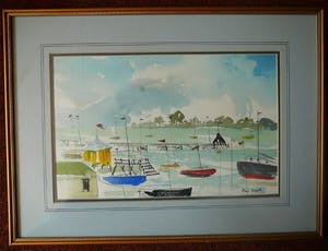 Niet of onleesbaar gesigneerd - Bootjes op het strand -aquarel- kopen? Bied vanaf 10!