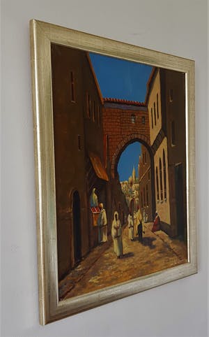Niet of onleesbaar gesigneerd - Figuren bij een poort. kopen? Bied vanaf 1!