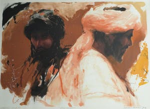 Wil van der Laan - Ingelijste zeefdruk , Deux Arabes – 1994 - groot kopen? Bied vanaf 50!