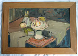Niet of onleesbaar gesigneerd - Olieverf op schilderskarton , Onions , stilleven - ingelijst kopen? Bied vanaf 1!