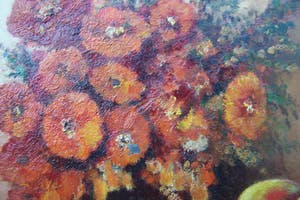 Niet of onleesbaar gesigneerd - Sitlleven met appels en bloemen. kopen? Bied vanaf 1!
