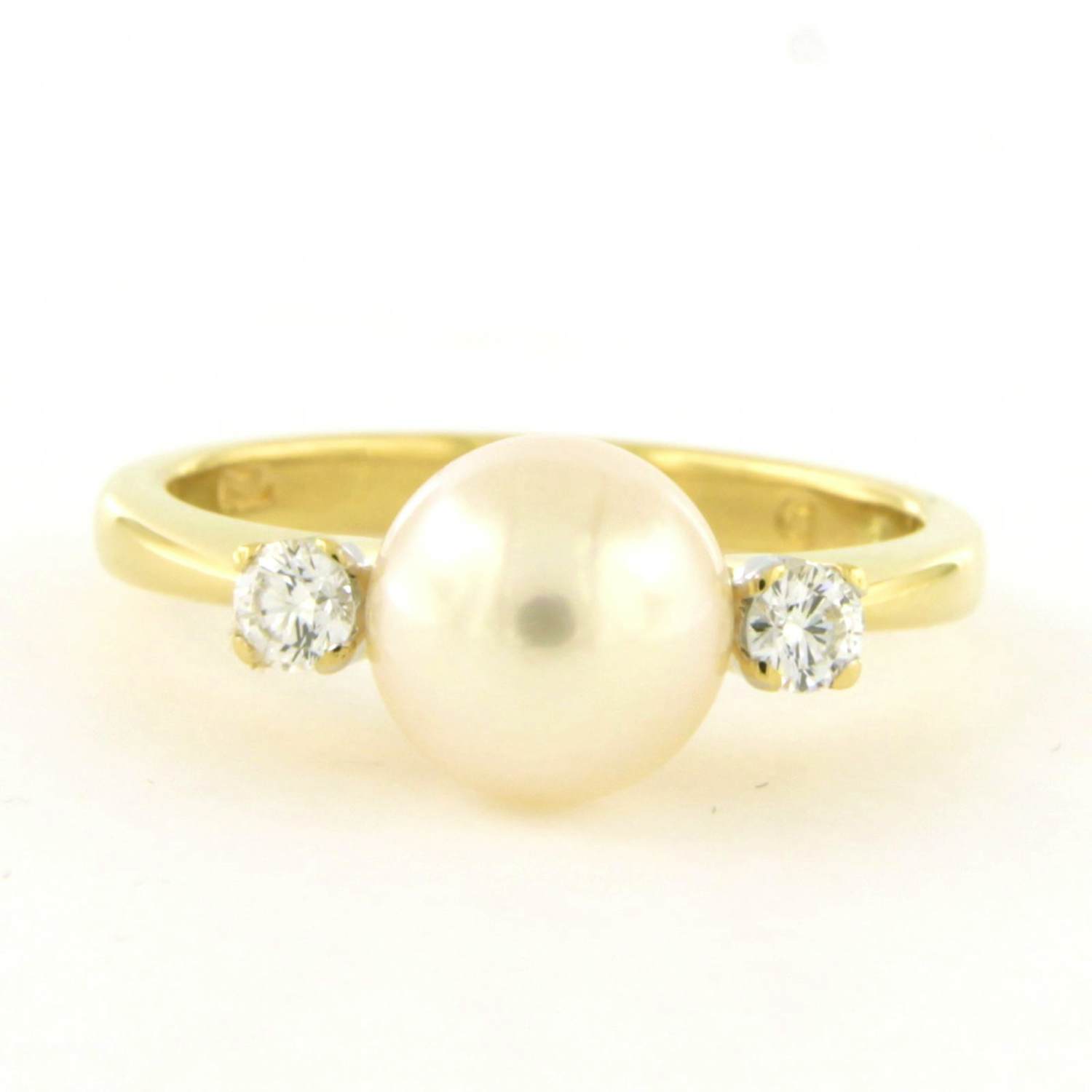 18k gouden ring met centraal een parel en briljant geslepen diamant tot. 0.20ct kaufen? Bieten Sie von 510!