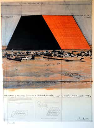 Christo - MASTABA- offset op gehamerd karton-handgesigneerd 100x70 cm verkocht voor € 320!