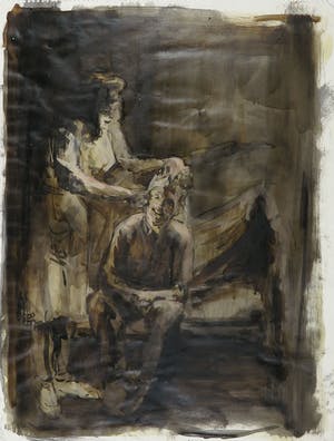 Ernst Voss - Gemengde techniek op papier, Brothers and arms kopen? Bied vanaf 20!