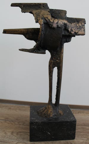 Wim Rijvers - Brons beeld met goudkleurige platina: Op weg - 1979(Unicum!!) kopen? Bied vanaf 850!