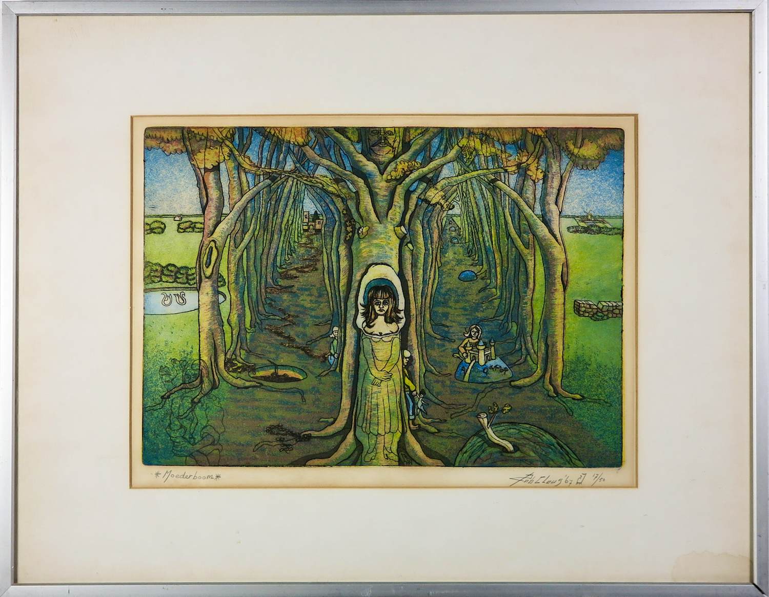 Rob Clous - Kleurets op papier, Moederboom - Ingelijst kopen? Bied vanaf 50!