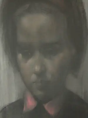 Willem Van Aerden - Houtskool/Pastel - Meisje met Rode haarband kopen? Bied vanaf 85!