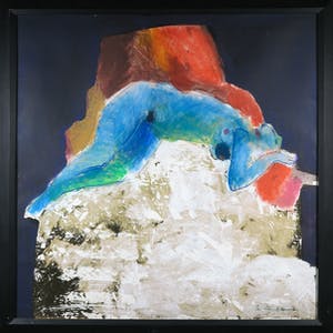 Jan Peter van Opheusden - Gemengde techniek met bladgoud op papier, Sauna - Ingelijst (Groot) kopen? Bied vanaf 350!