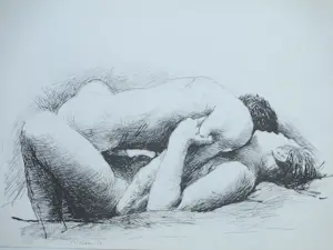 Aat Veldhoen - Vrijend paar - Rotaprint kopen? Bied vanaf 70!