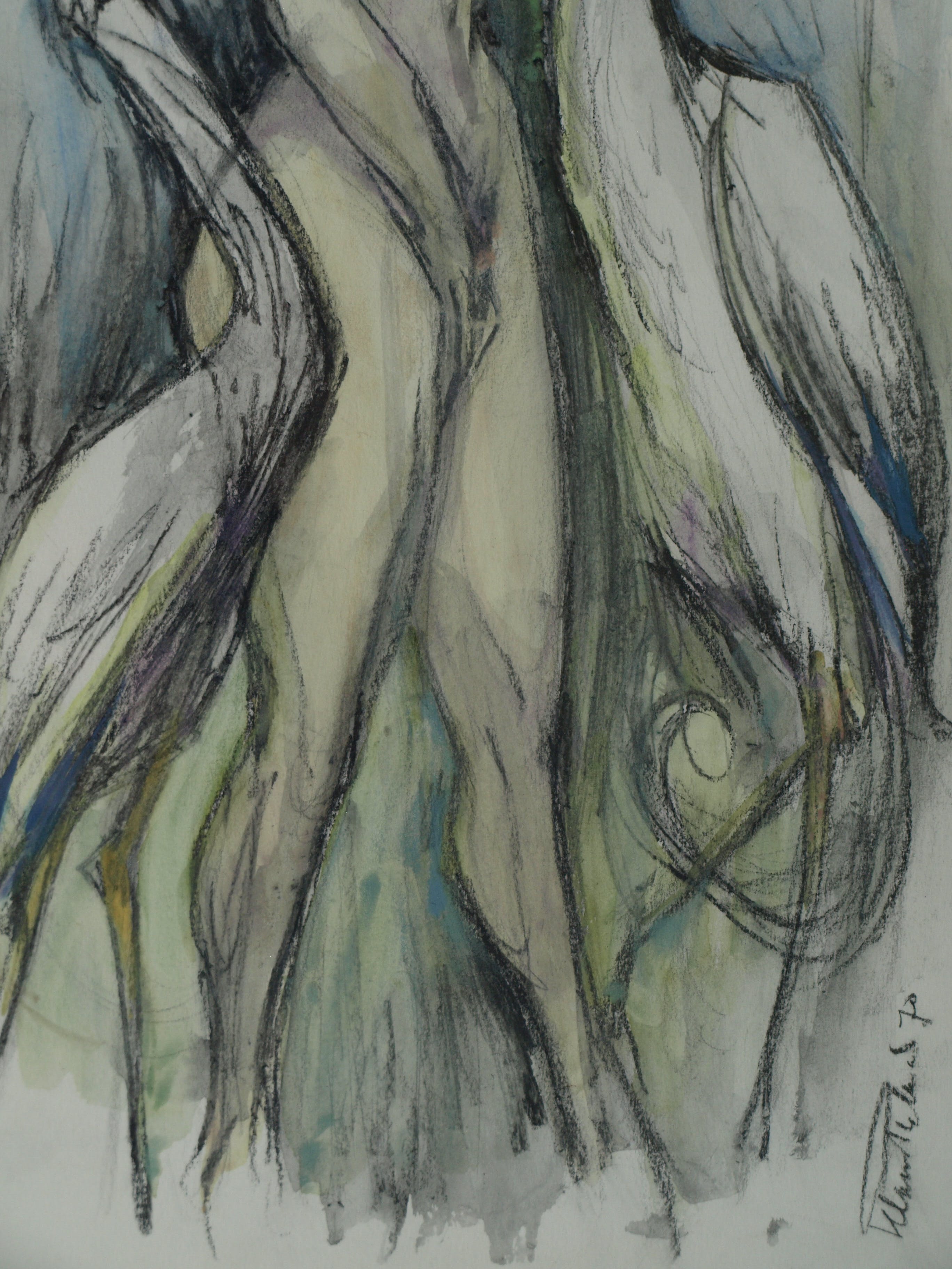 Klaas Pijlman - 2 Reigers met vrouw – pastel & aquarel – gesigneerd & ingelijst – 1970 kopen? Bied vanaf 35!