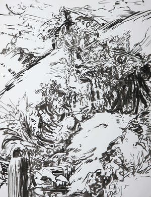 Harold Schouten - Inkttekening op papier, Zonder titel kopen? Bied vanaf 1!