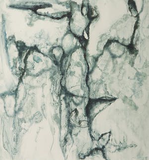 Theo Wiegman - Gemengde techniek op papier, Abstracte compositie kopen? Bied vanaf 40!