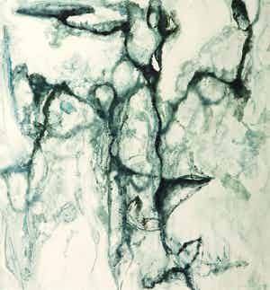 Theo Wiegman - Gemengde techniek op papier, Abstracte compositie verkocht voor € 40!