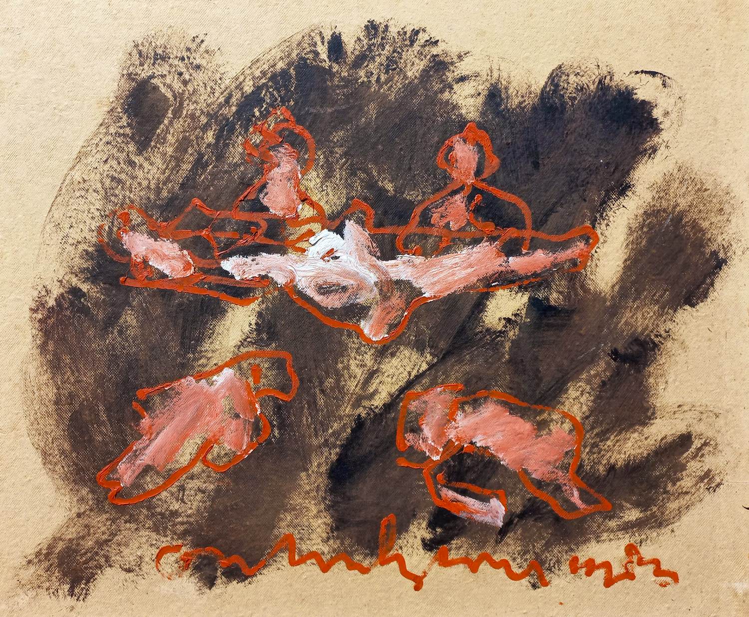 Anton Heyboer - Figuren, acrylverf op canvasboard (netjes ingelijst) kopen? Bied vanaf 275!