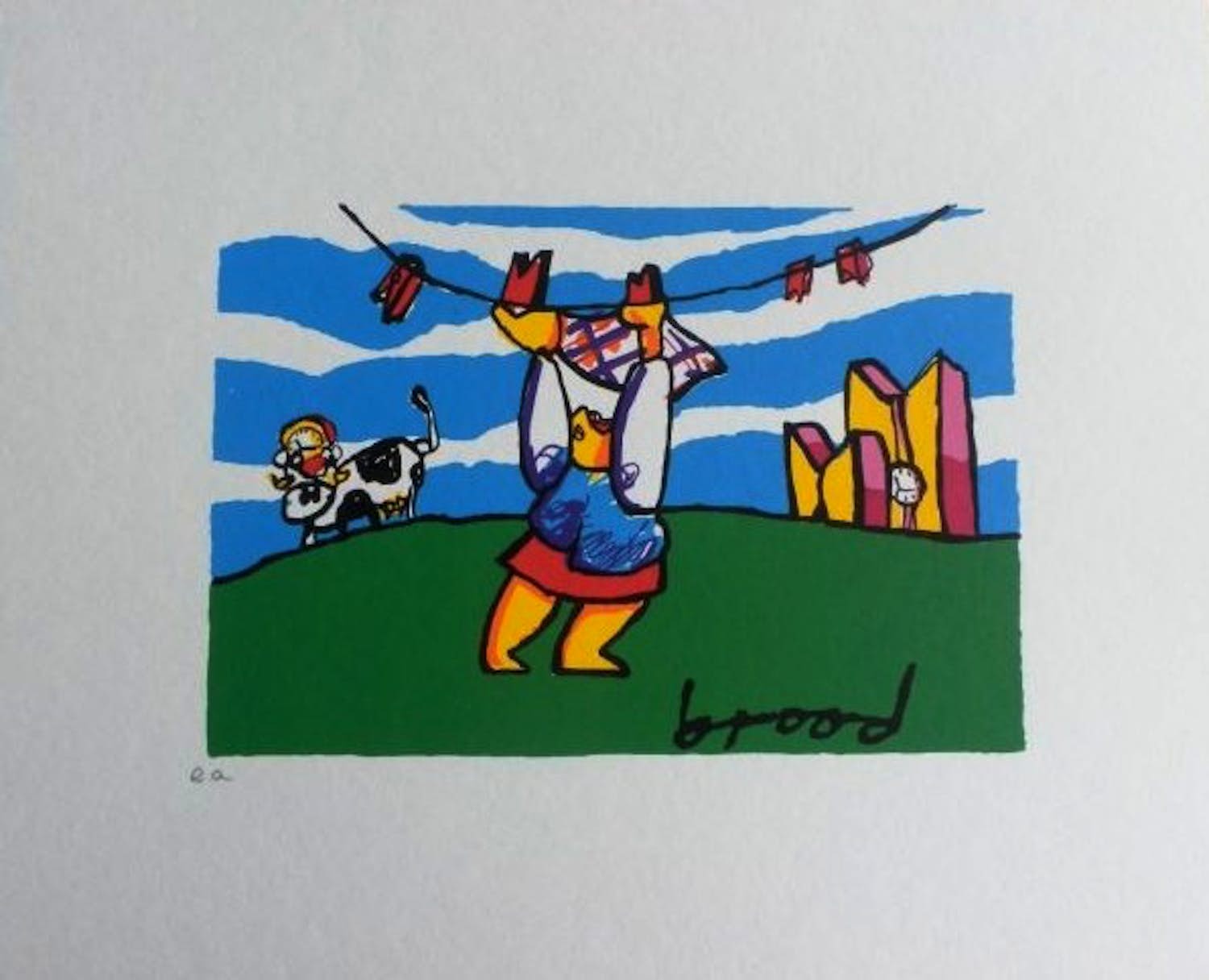 Herman Brood - Kleurenzeefdruk WASVROUW verkocht voor € 59!