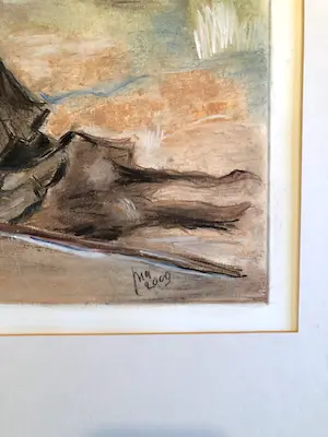 Niet of onleesbaar gesigneerd - Herders - Krijttekening, Ingelijst kopen? Bied vanaf 1!