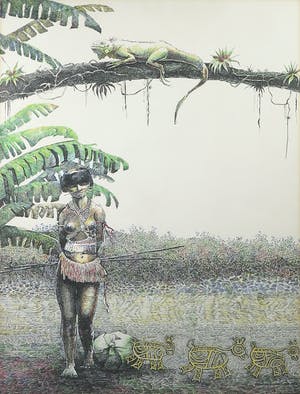 Paulus Geeve - Pentekening, Zonder titel - Ingelijst kopen? Bied vanaf 1!