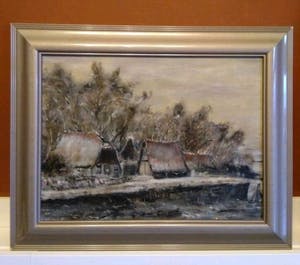 Niet of onleesbaar gesigneerd - Winterlandschap Huisjes aan de kade. kopen? Bied vanaf 1!