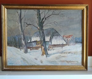 Niet of onleesbaar gesigneerd - Winterlandschap - Olieverf op doek op paneel - Hollandse School kopen? Bied vanaf 1!
