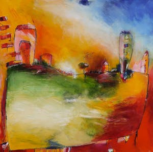 Martiene Raven - Acryl op doek, De nieuwe wereld I kopen? Bied vanaf 200!