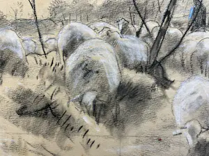 Anton Mauve (sr.) - Schapenherder met kudde schapen in winters landschap tussen bomen kopen? Bied vanaf 320!