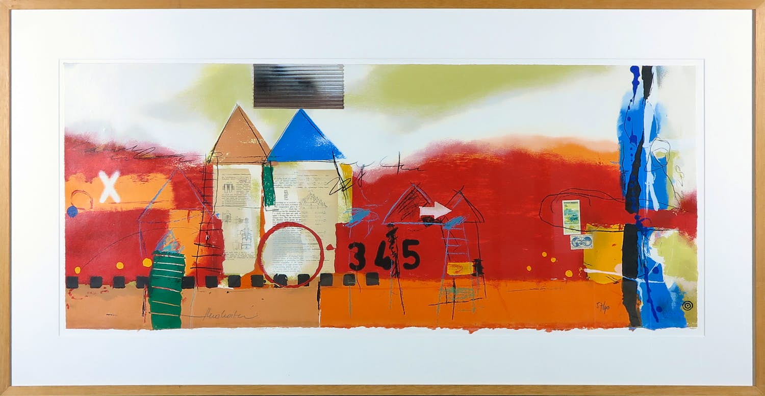 Theo Koster - Zeefdruk, Zonder titel - Ingelijst (Groot formaat!) verkocht voor € 1!