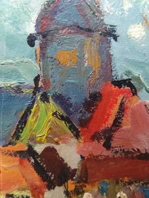 Niet of onleesbaar gesigneerd - Expressionistisch stadsgezicht te Amsterdam kopen? Bied vanaf 10!