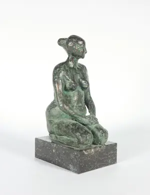 Mieke de Groot - Bronzen beeld, Zittend naakt kopen? Bied vanaf 100!