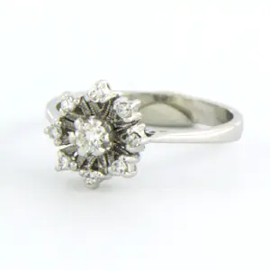 14k witgouden ring bezet met briljant en single cut geslepen diamant tot. 0.15ct kopen? Bied vanaf 260!