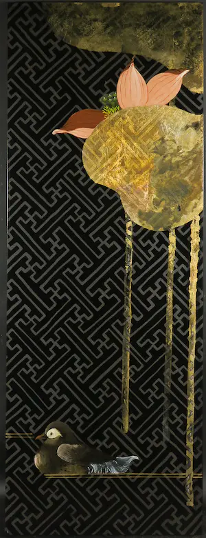 Niet of onleesbaar gesigneerd - Vier beschilderde decoratieve Chinese (lak)wandpanelen kopen? Bied vanaf 1!