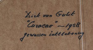Dirk van Gulik - Gewassen inkt, Curaçao - Ingelijst kopen? Bied vanaf 1!