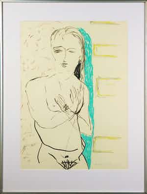 Philippe Hardy - Krijttekening, Vrouw - Ingelijst verkocht voor € 50!