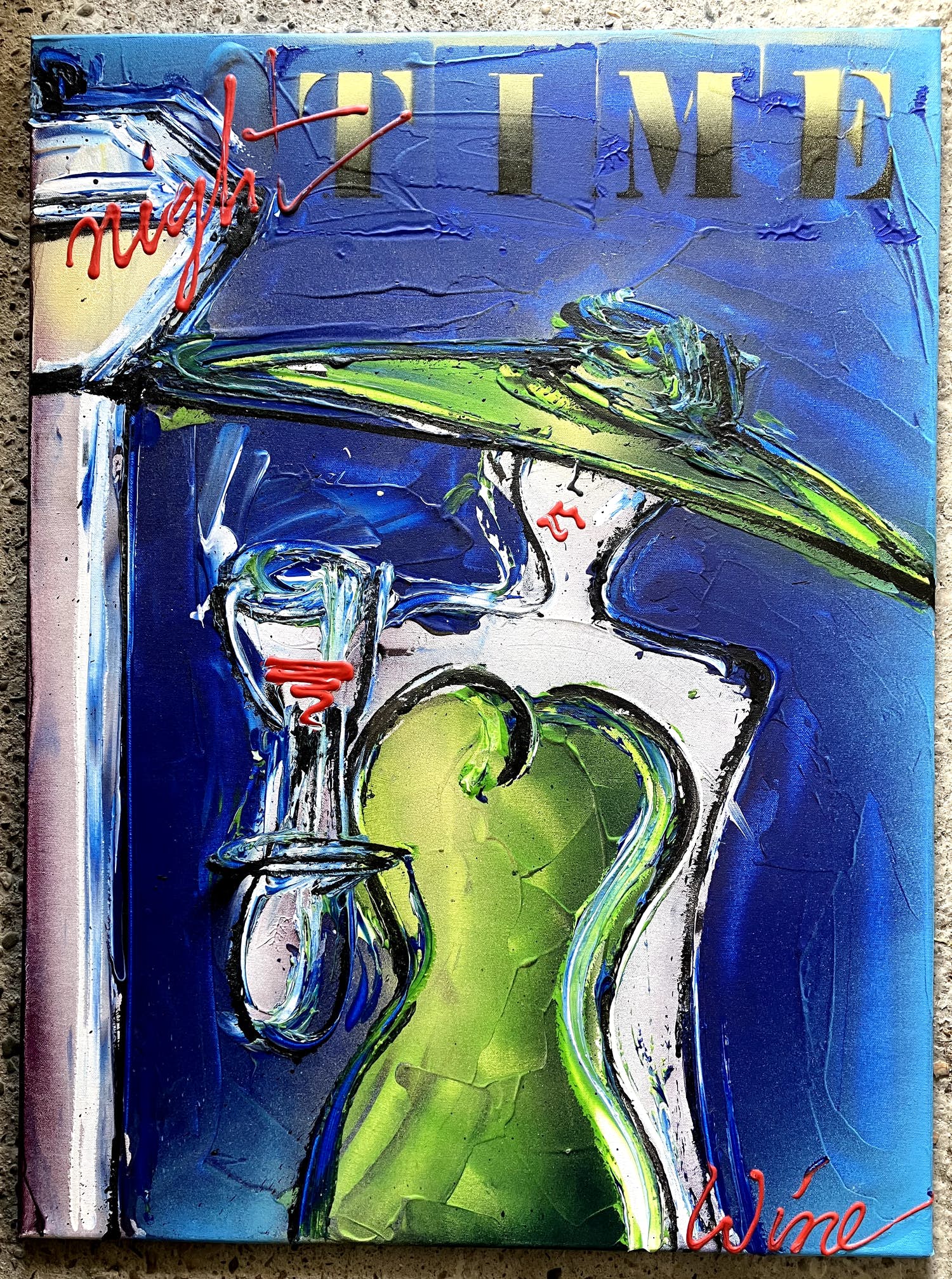 Geoffrey Wijn - Geoffry Wine - modern schilderij " NIGHT TIME " verkocht voor € 120!