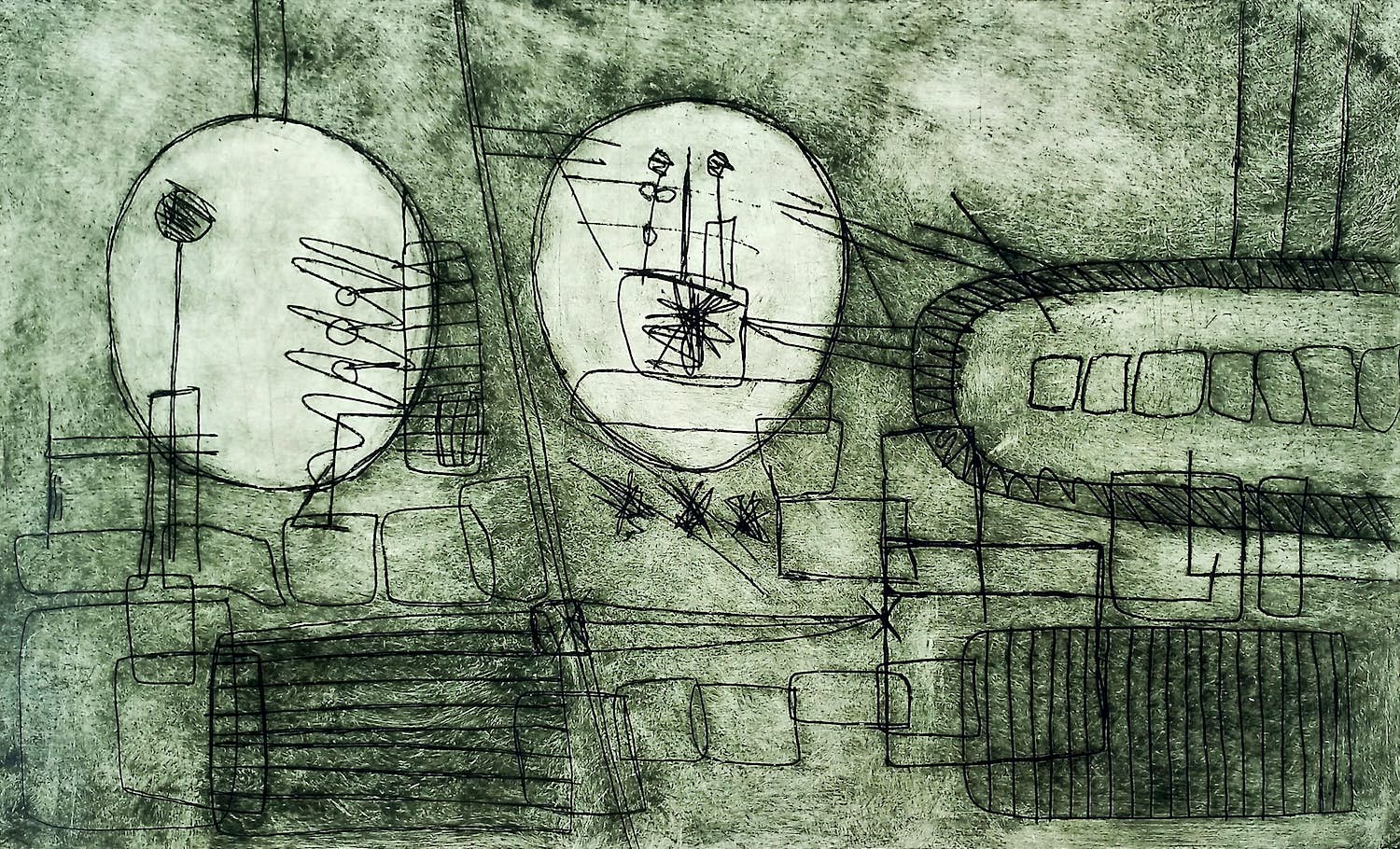 Jan Montyn - Hommage aan Heyboer, aquatint ets verkocht voor € 125!